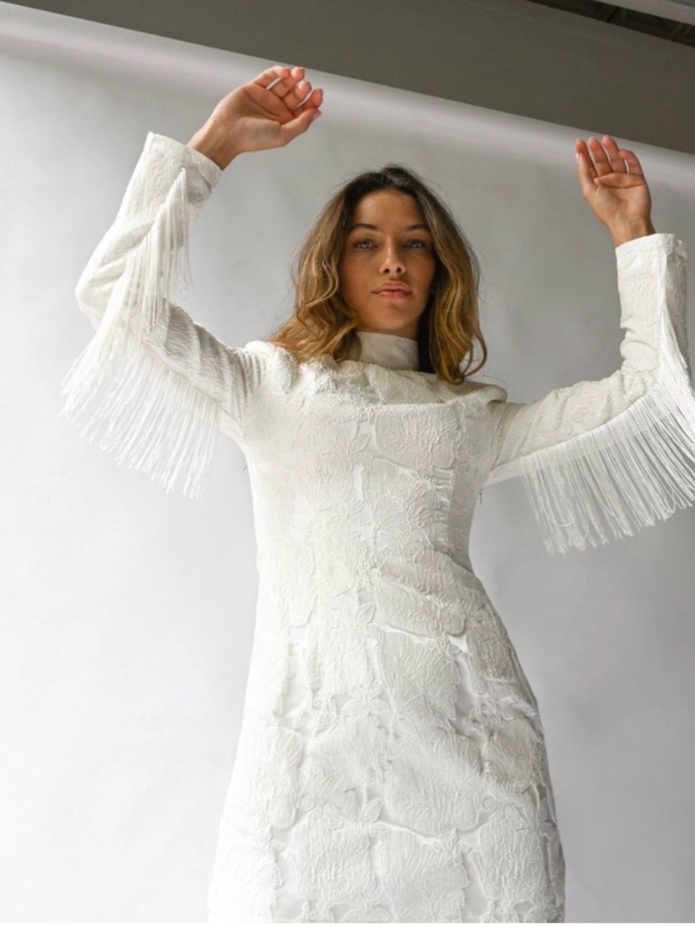 Yllw the Label Sterling Fringe Dress S Cream - Picture 7 of 9